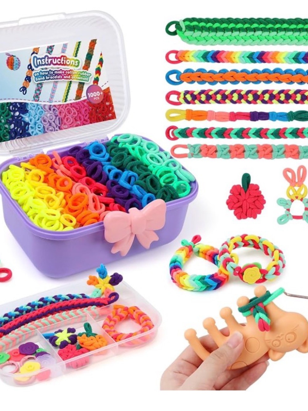 Rainbow Loom Style Kids Bracelet Kit - Multicolor Rubber Bands